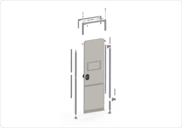 Assembly of door manufactured by Harper Engineering Co. based on customer's specifications to be integrated in their current aircraft.