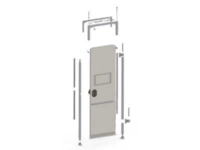 Assembly of door manufactured by Harper Engineering Co. based on customer's specifications to be integrated in their current aircraft.