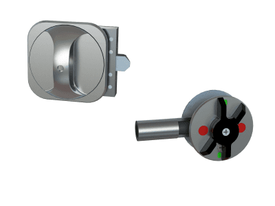 Two types of door latching systems designed and manufactured by Harper Engineering Co.