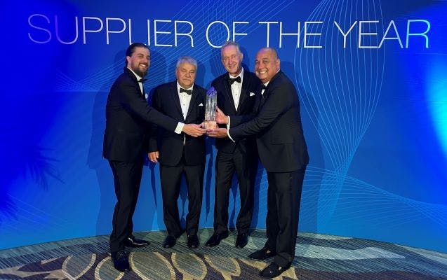 Management of Harper Engineering Co. receivingSupplier of the Year award at Boeing`s annual event.